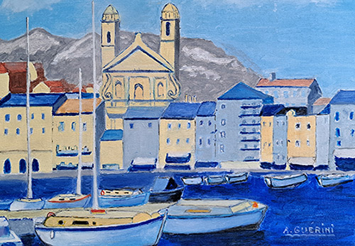 Kathedrale und Hafen von Bastia (Korsika)