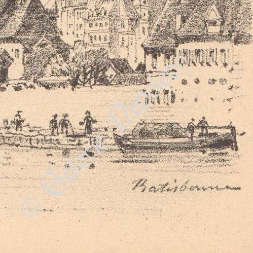 Gravure Ancienne XIXe – Portail Du Dôme De Ratisbonne, Architecture